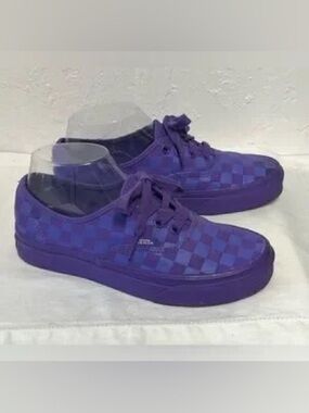 Vans Authentic Tonal Electric Purple Checkerboard Low Top Skate Sneakers